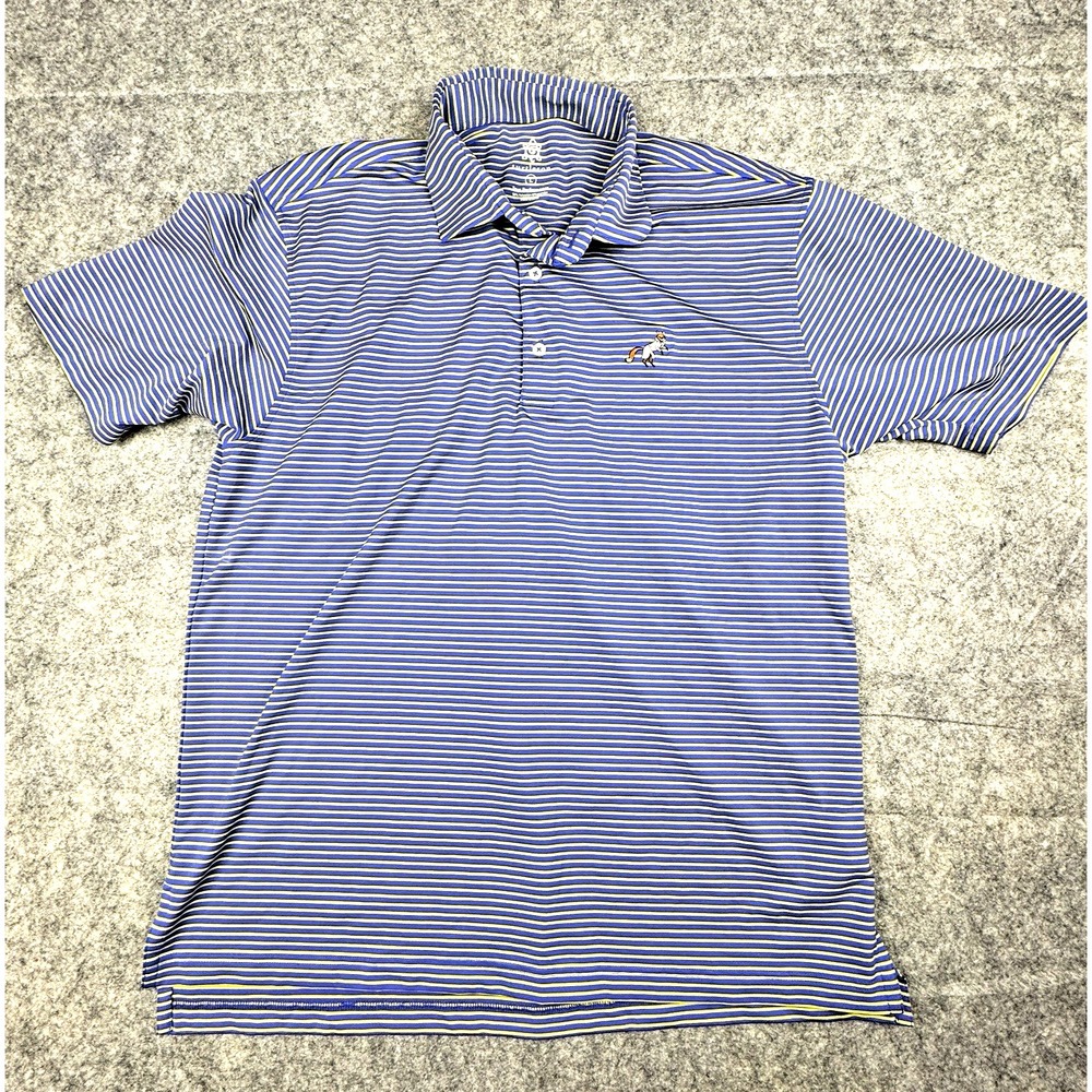 Turtleson Polo Shirt Mens Large Striped Blue Yellow Performance River Bend Golf